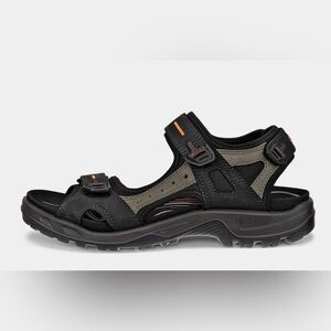 Ecco Men’s Comfort Shoes Black Yucatan Double Side Bar Sport Velcro Sandal